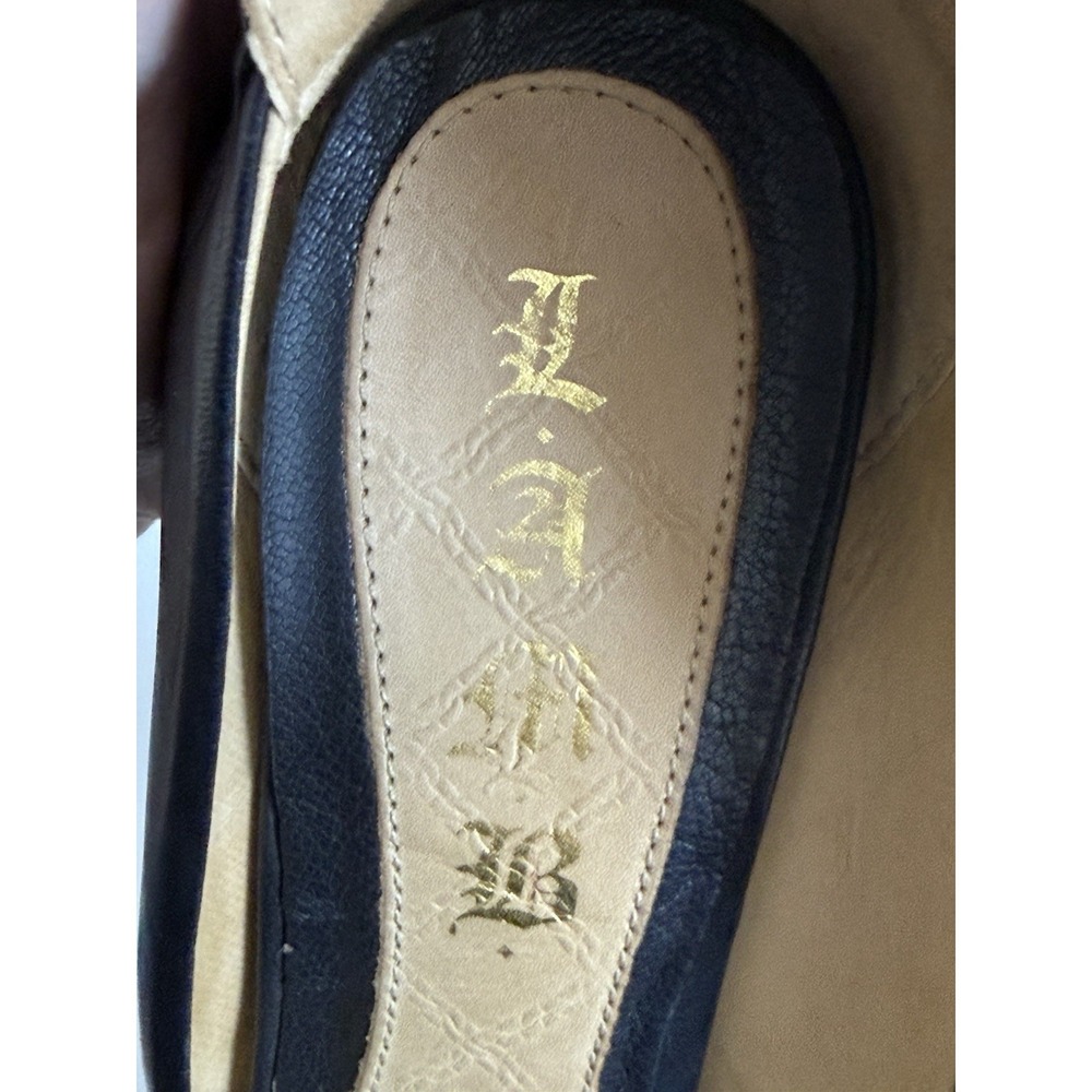 L.A.M.B. LAMB Black Leather Strap Stilettos Peep Toe Heels Y2K Designer Size 9 M - Picture 5 of 13